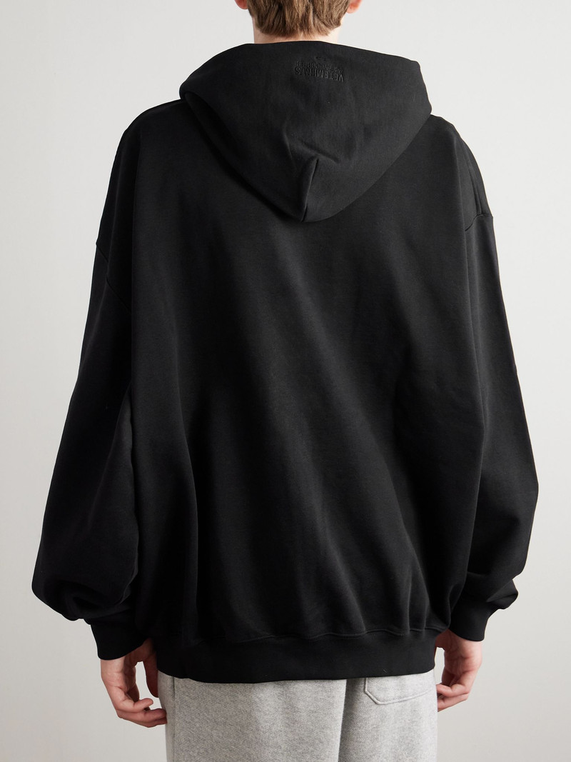 Oversized Logo-Embroidered Cotton-Blend Jersey Zip-Up Hoodie Black 3