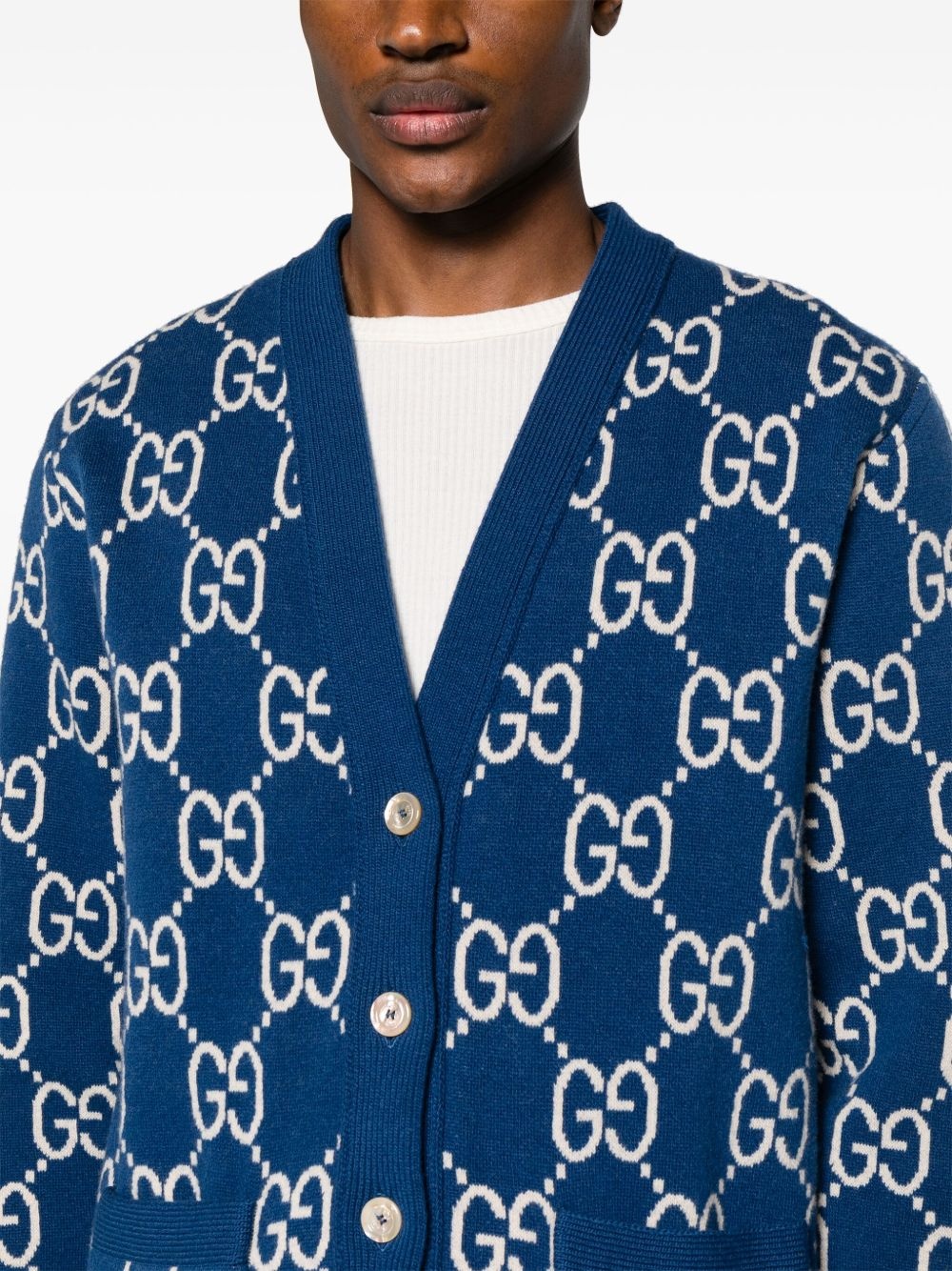 checked reversible wool cardigan - 6