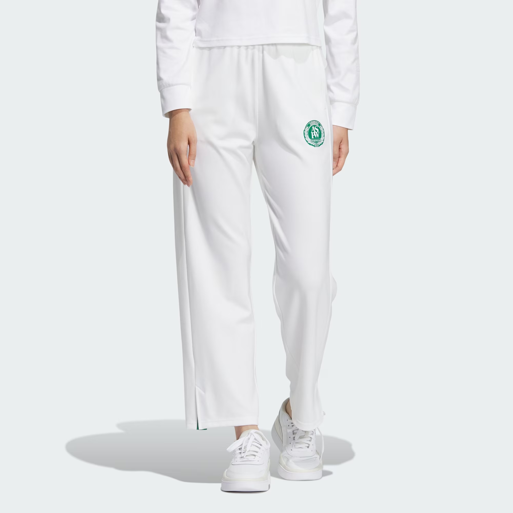 (WMNS) adidas Verbiage Doubleknit Pants 'White Green' JE3615 - 3