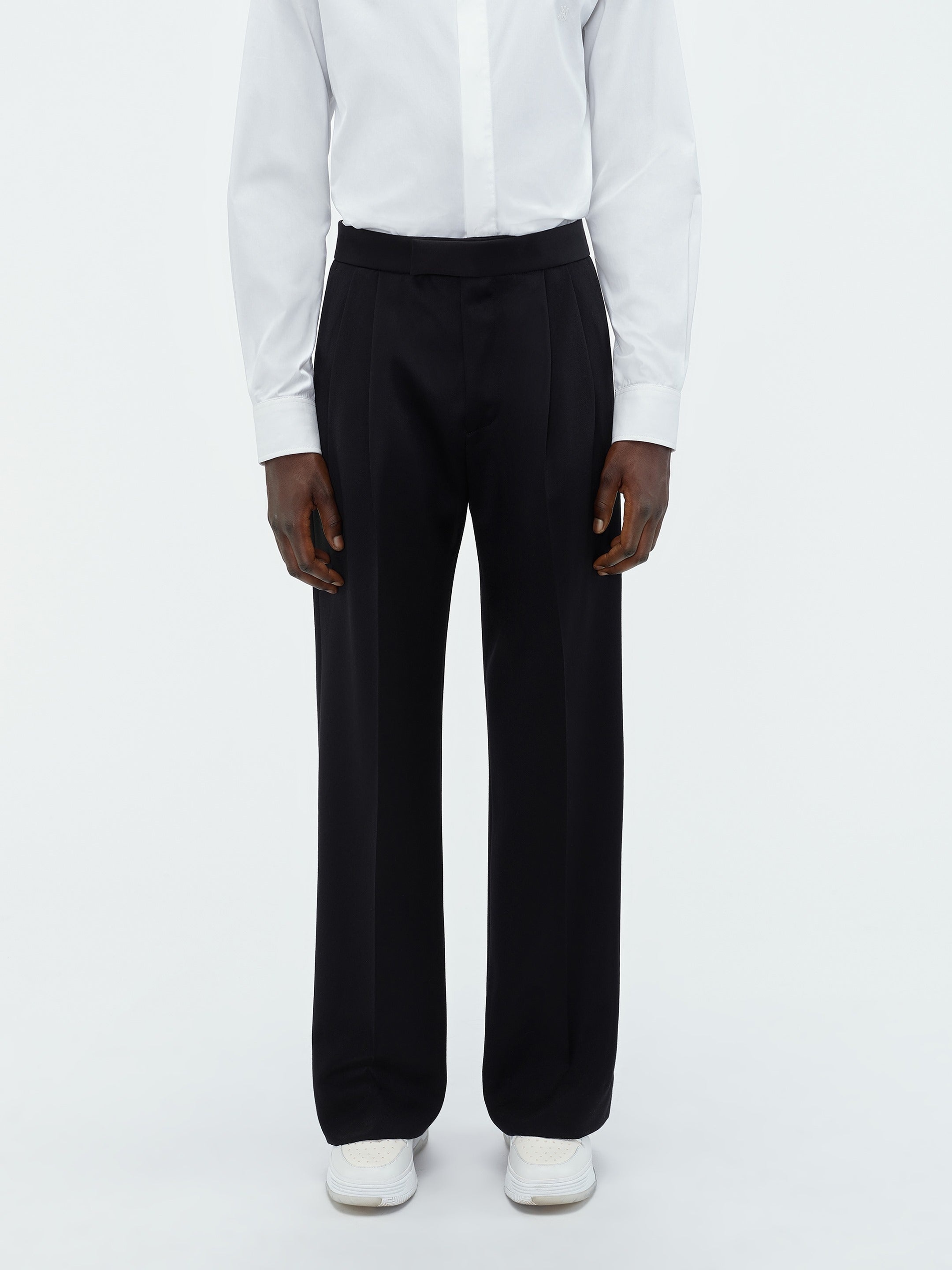 DOUBLE PLEAT TUXEDO PANT-BLACK - 2
