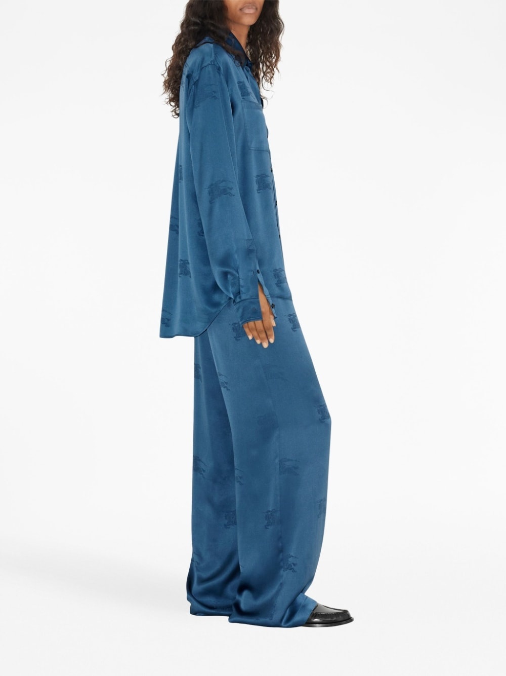 logo-jacquard wide-leg trousers - 3