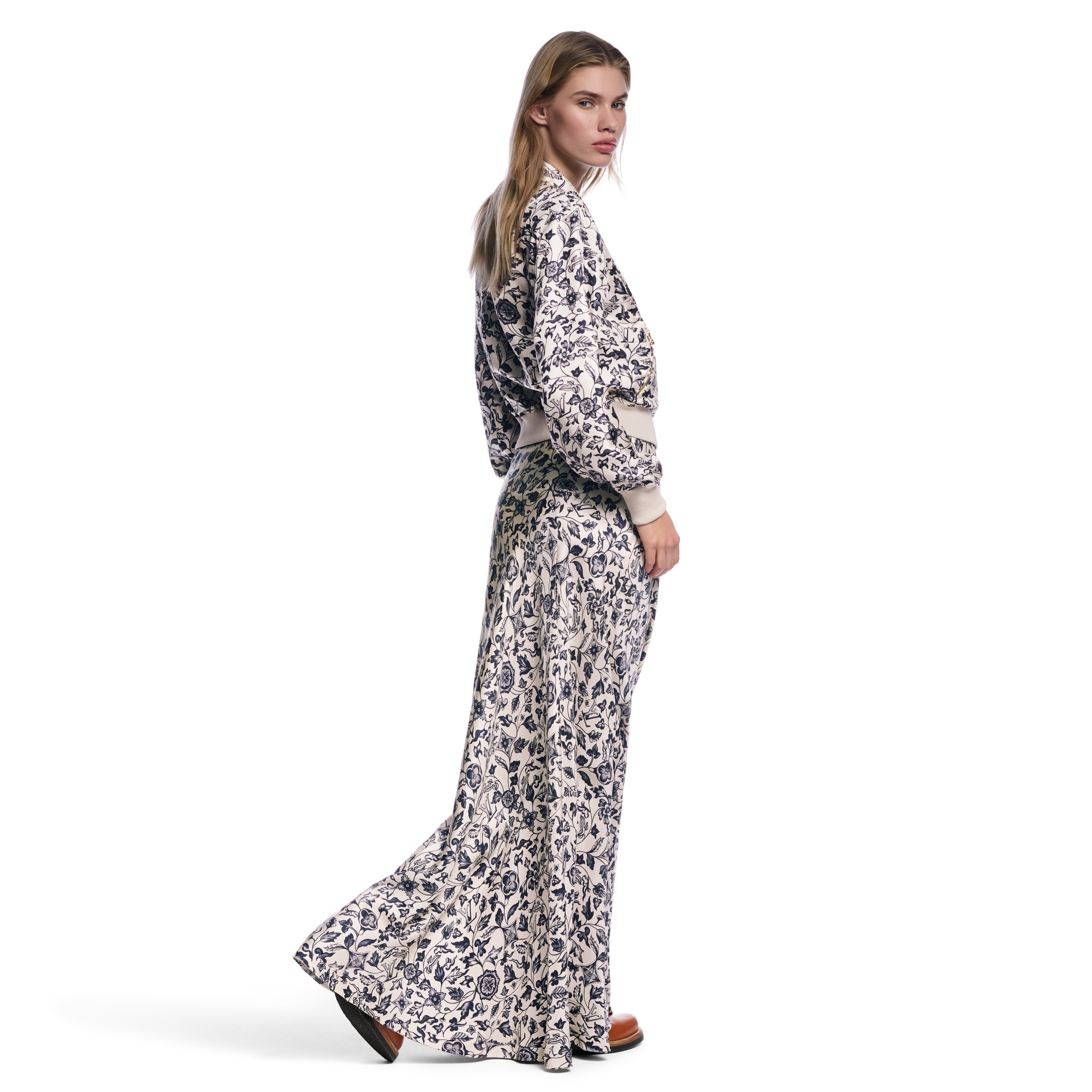 Botanical Print Flared Maxi Skirt - 3