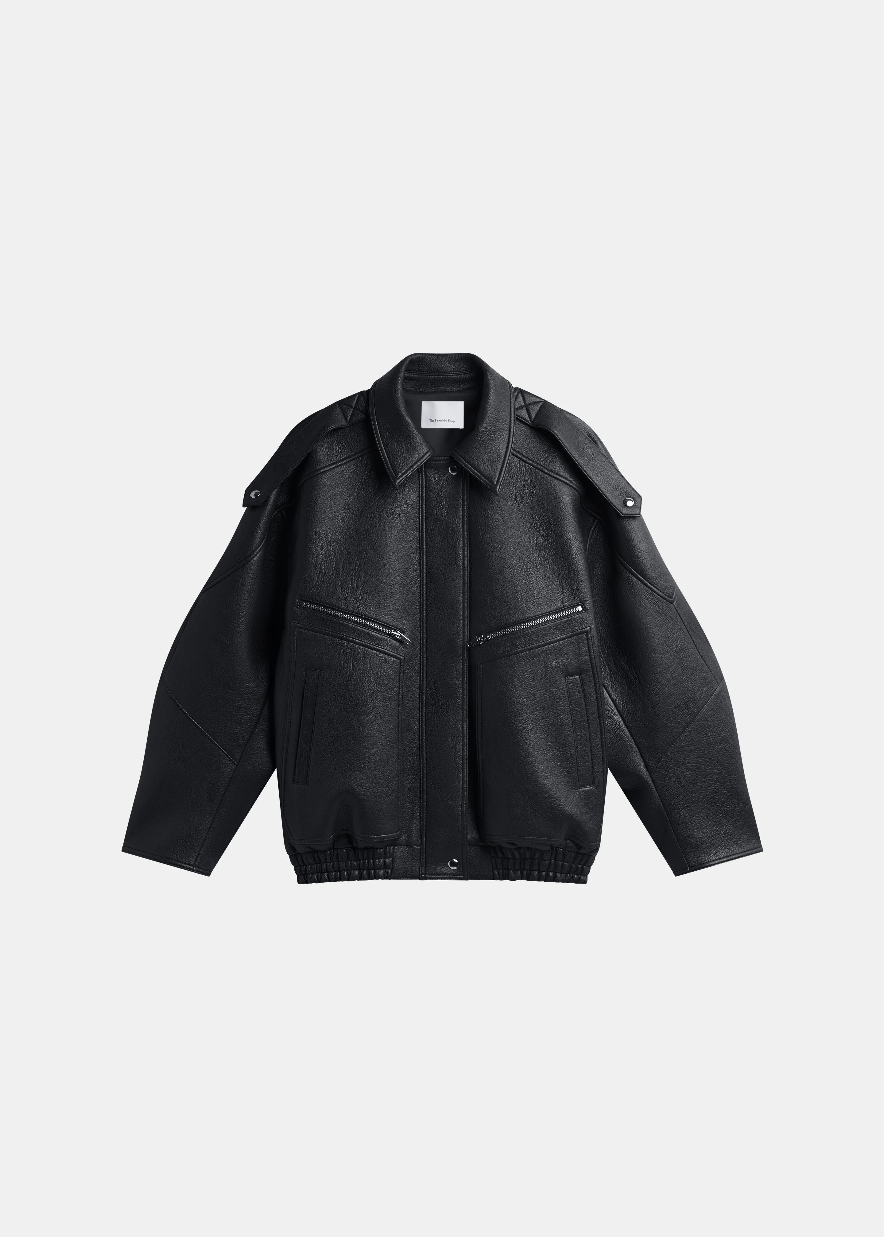 Hudson Faux Leather Bomber Jacket - Black - 1