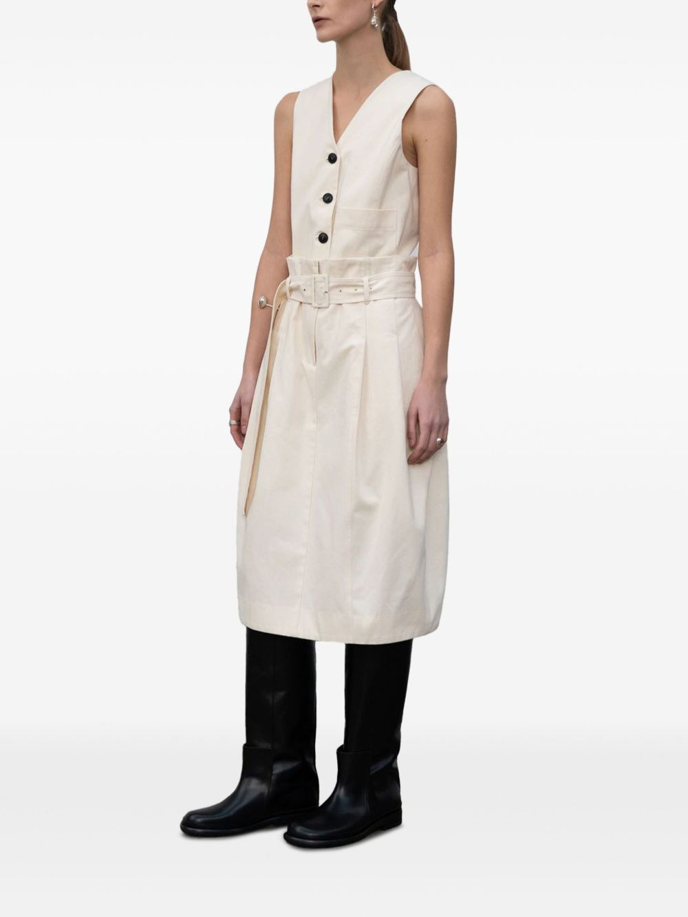 button-front belted midi dress - 3