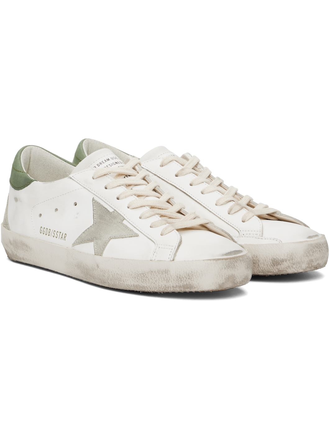 White & Green Super-Star Classic Sneakers - 4