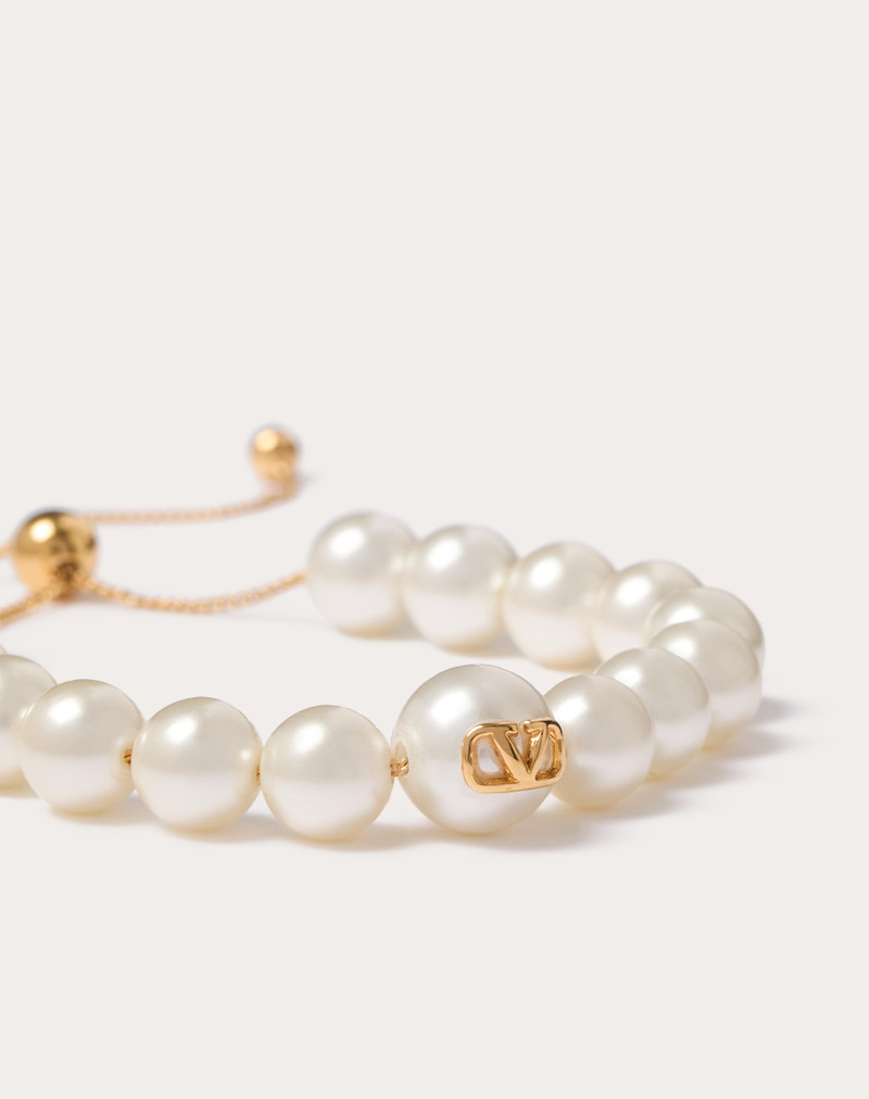 Valentino VLOGO SIGNATURE METAL AND RESIN PEARL BRACELET outlook