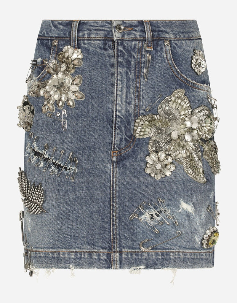 Patchwork denim miniskirt 1
