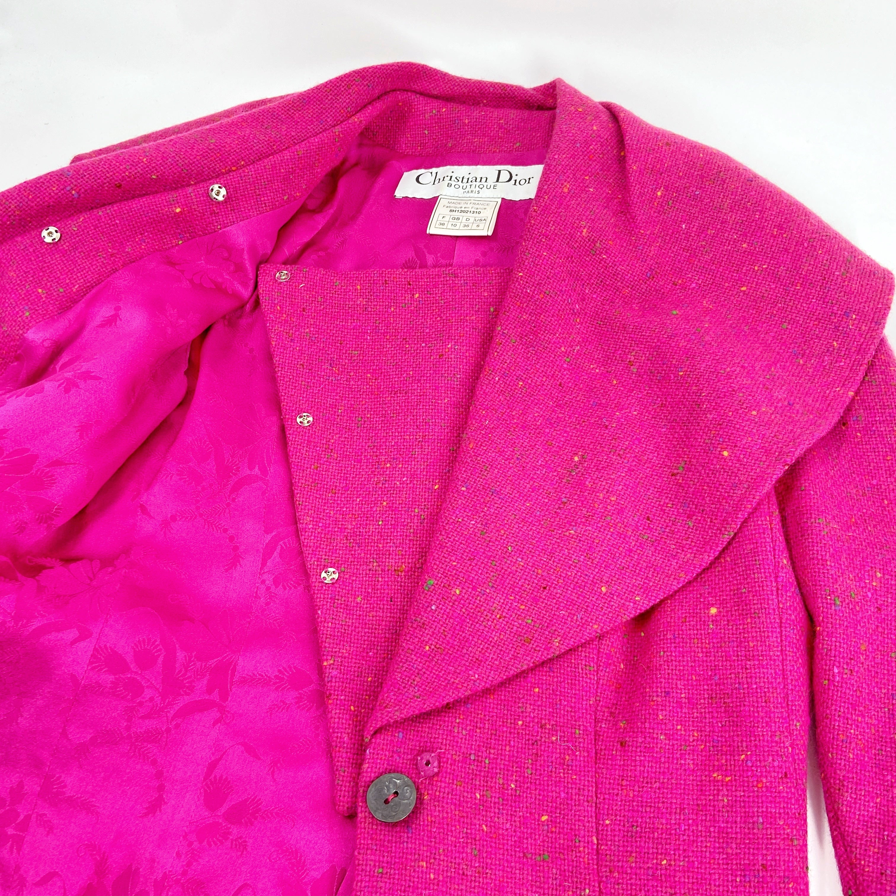 Christian Dior Fall 1998 John Galliano Candy Fuchsia Oversized Lapel Bar Jacket - 16