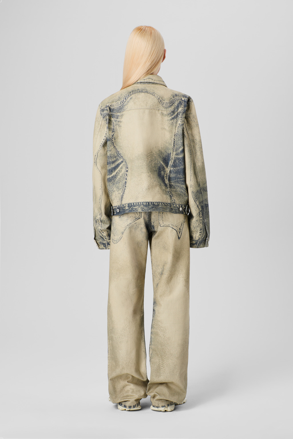 Sand-black Denim Jacket - 5