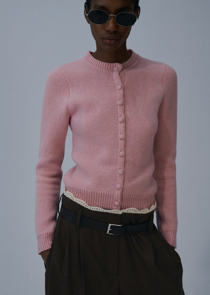 MAGDA BUTRYM Classic round-neck cardigan in pink outlook