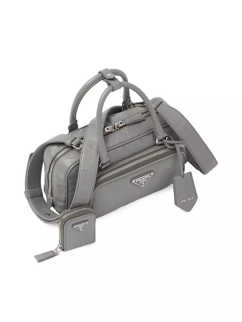 【PRADA】ANTIQUE NAPPA MULTI POKET TOP HANDLE BAG Prada Antique nappa leather multi-pocket top-handle bag