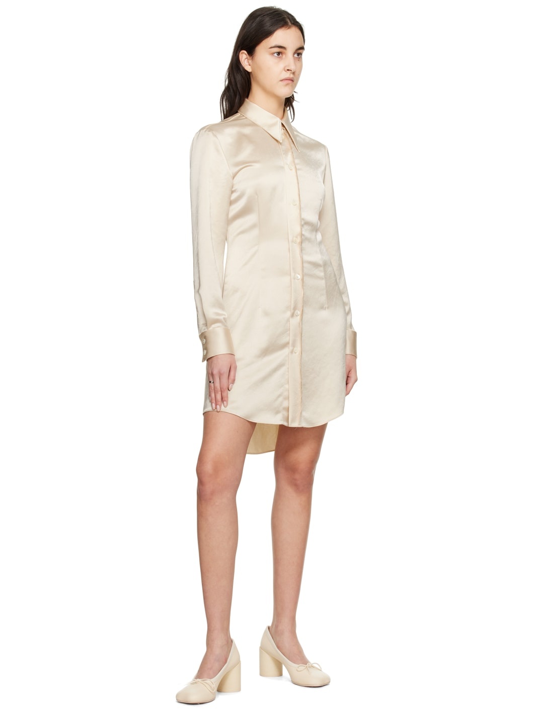 Beige Wrinkled Minidress - 4