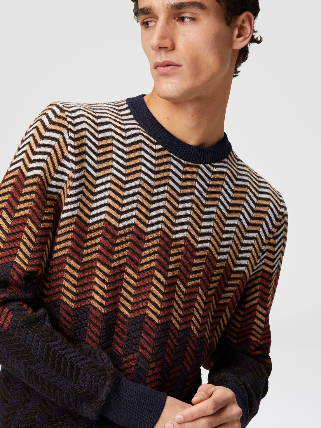 Zigzag virgin wool crewneck pullover - 5