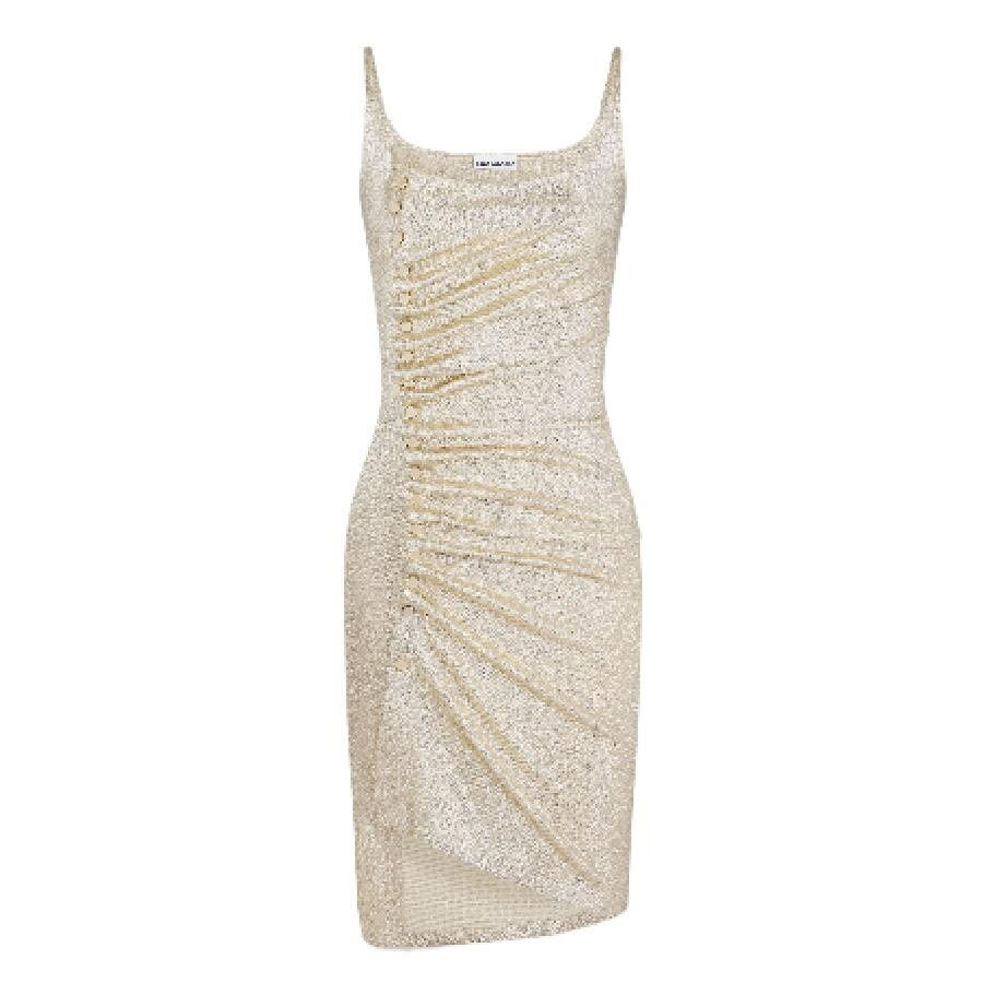 Paco Rabanne Ruched Mini Sleeveless Drape Dress - 5