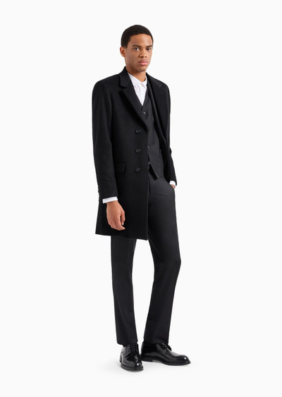 EMPORIO ARMANI Coat with lapels in beaver cashmere outlook