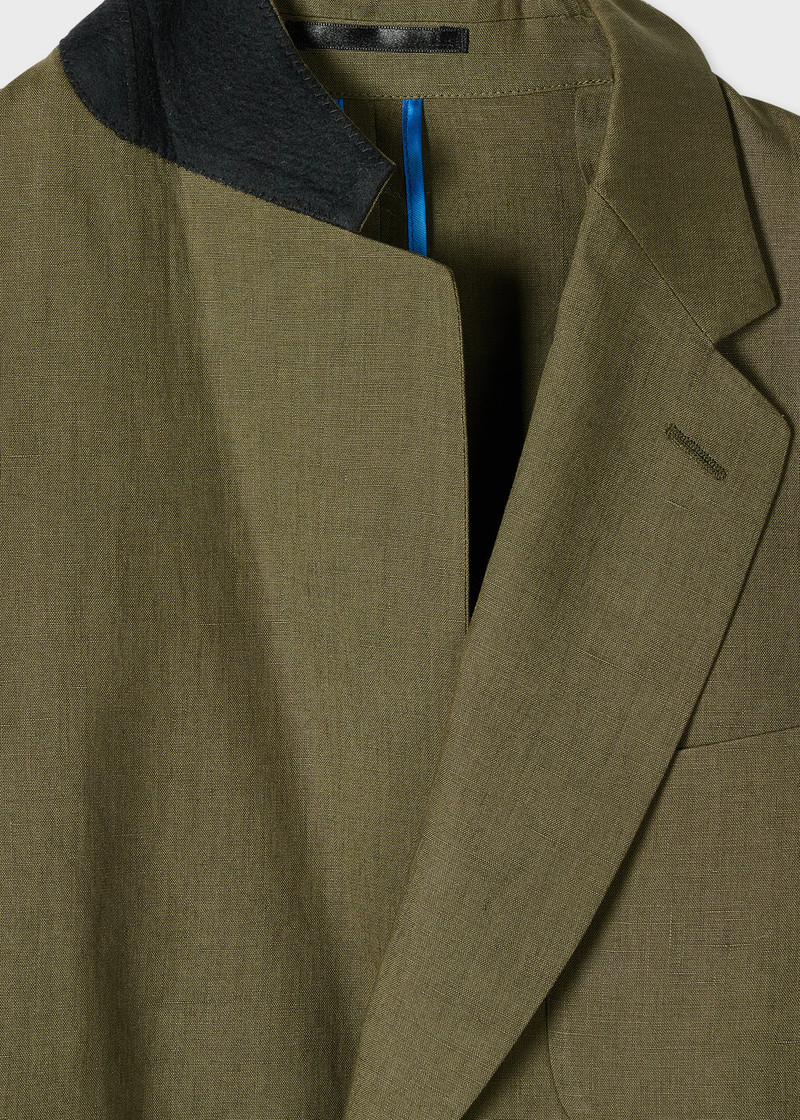 Paul Smith Khaki Linen Two-Button Blazer outlook
