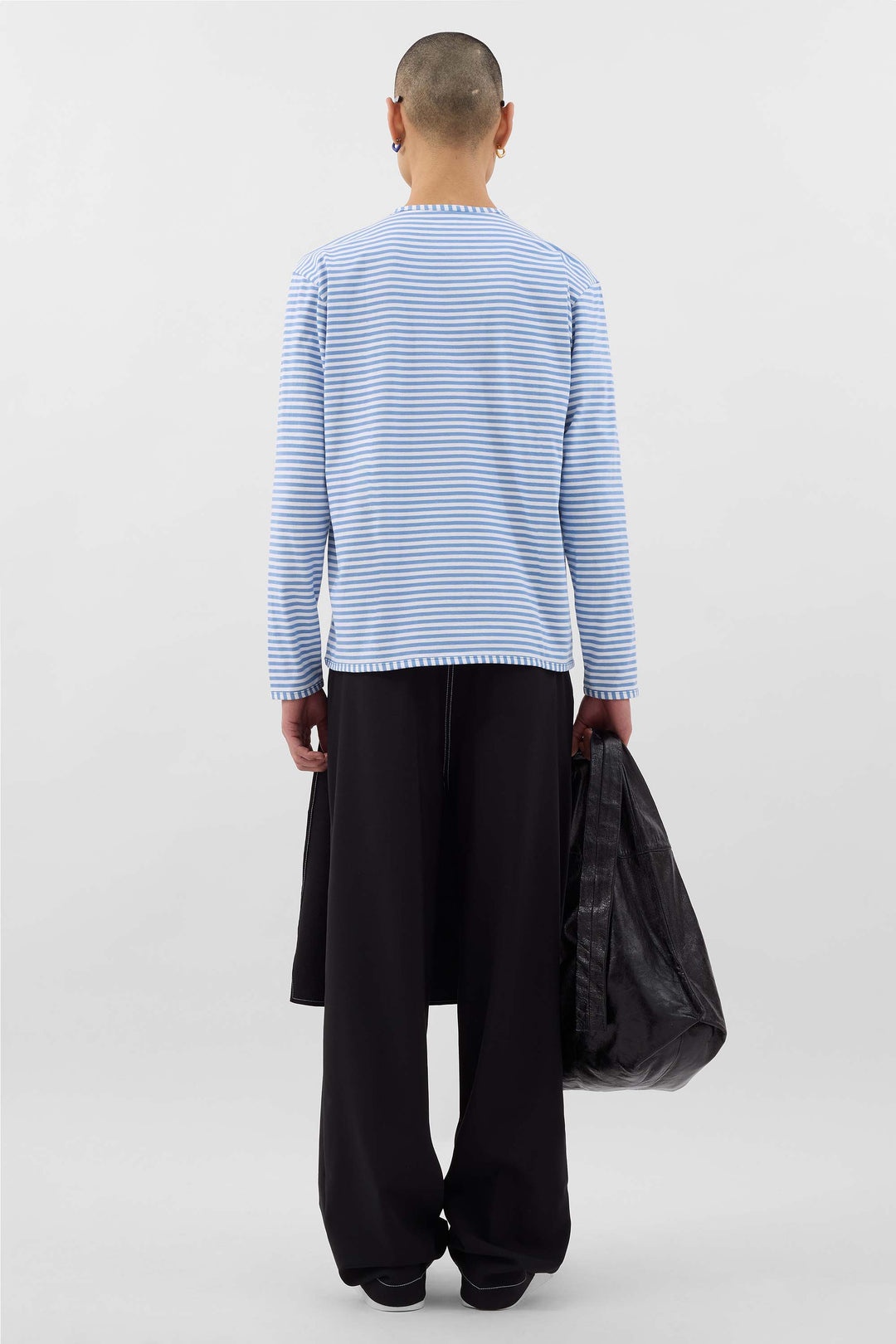 CLASSIC LONGSLEEVE T-SHIRT / azure & optical white stripes - 4