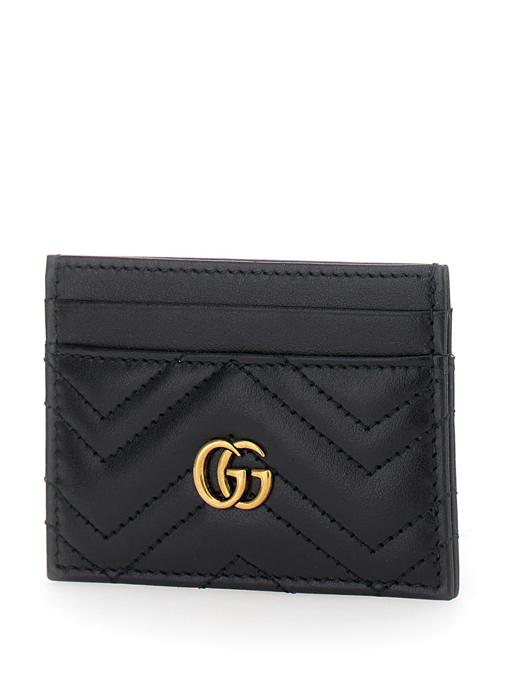 Gucci Women Black Card-Holder With Gg Logo In Matelassé Leather Woman - 2