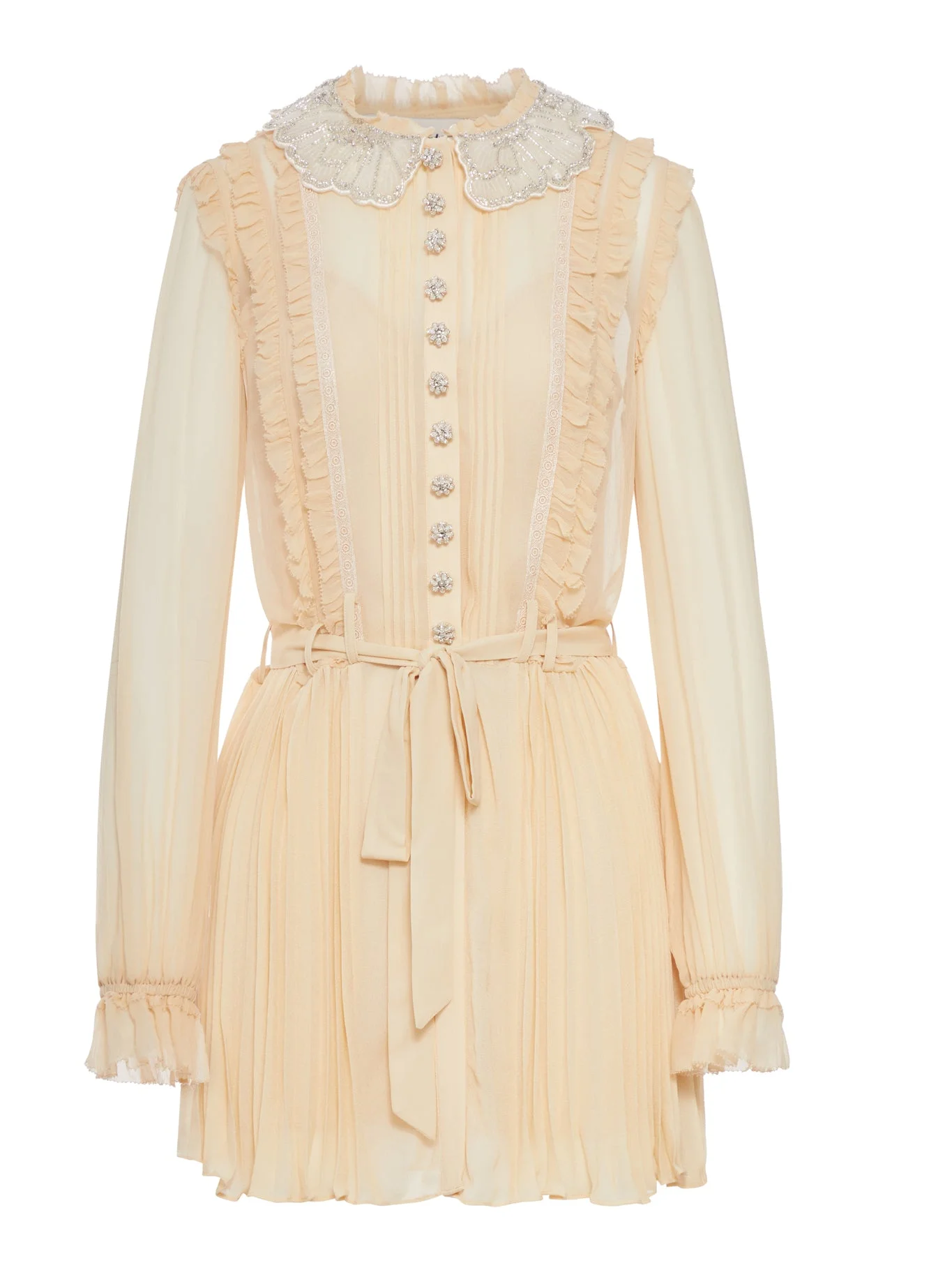 PLEATED GEORGETTE MINI DRESS - 1