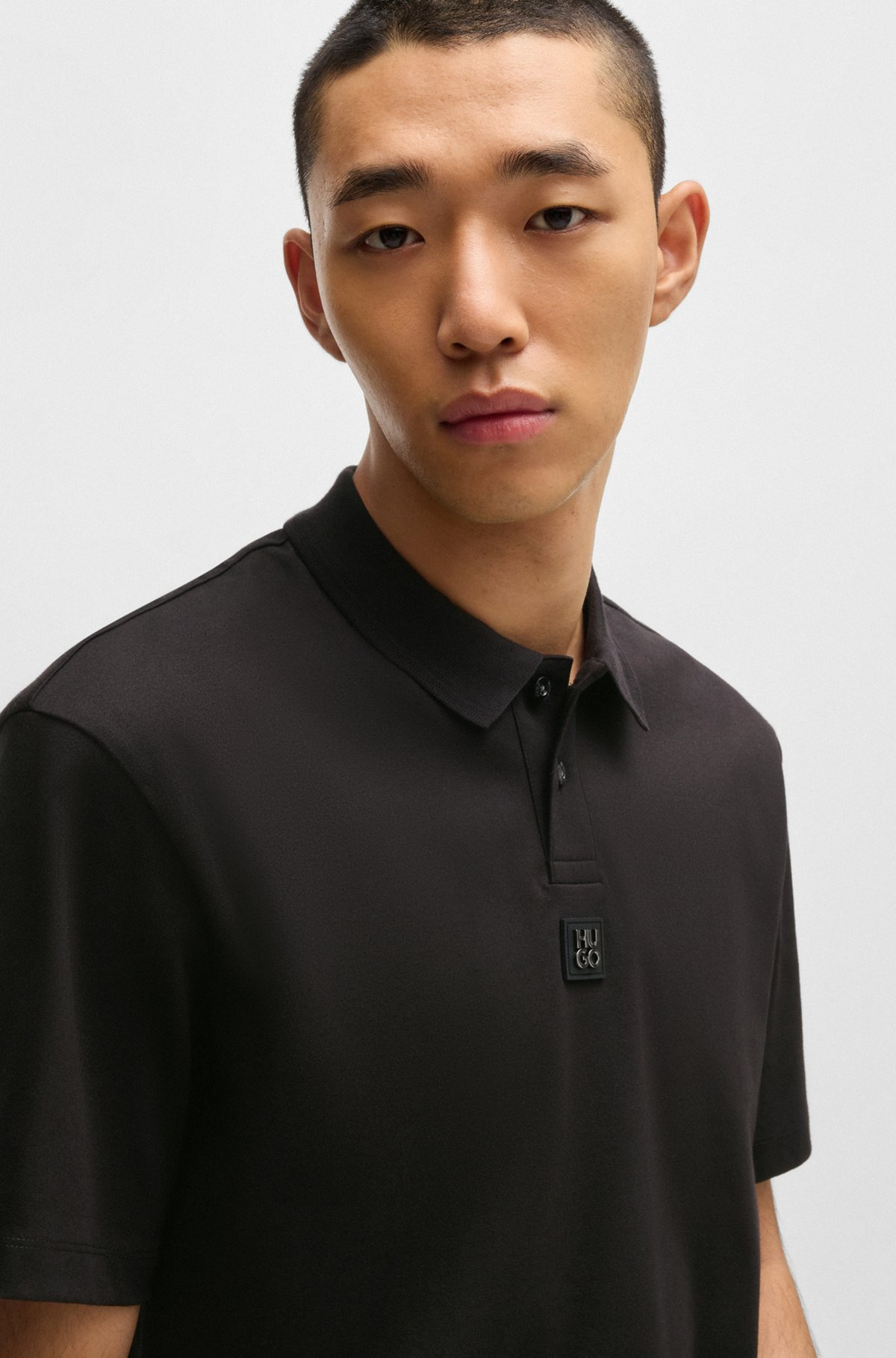 INTERLOCK-COTTON POLO SHIRT WITH STACKED LOGO - 3
