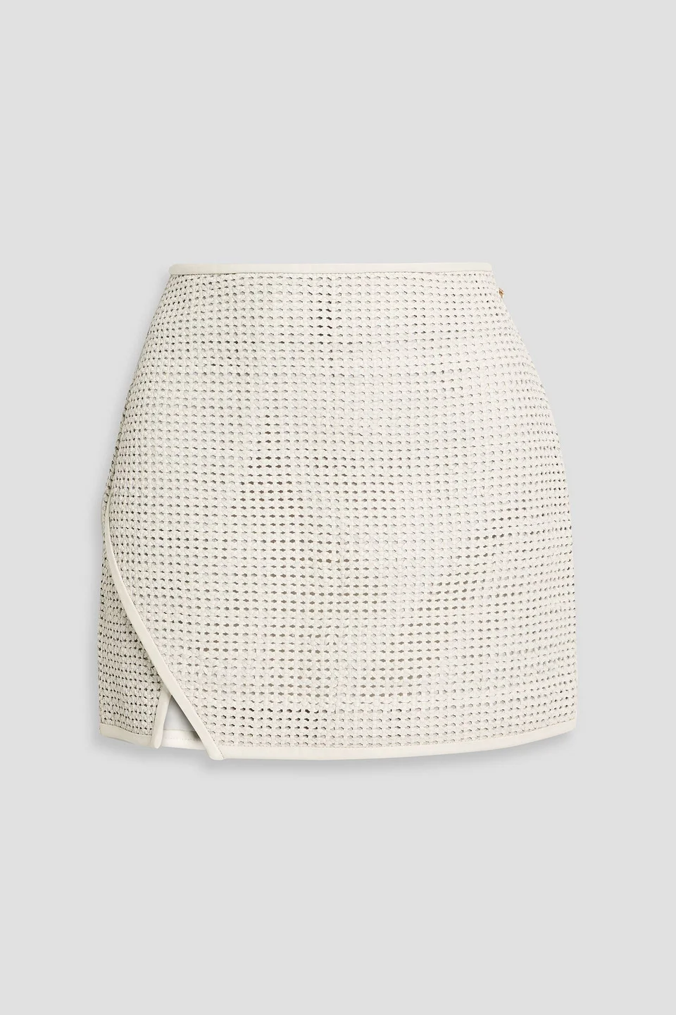 Averie wrap-effect woven leather mini skirt - 1