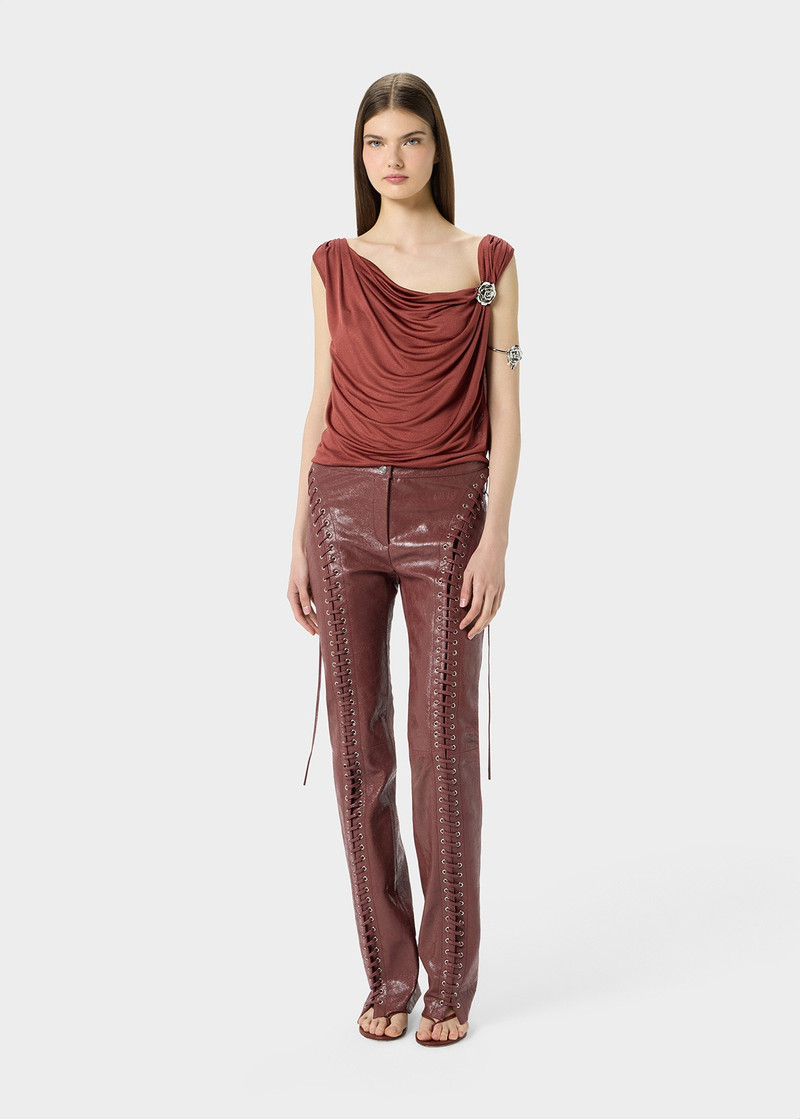 Blumarine JERSEY TOP WITH METAL ROSE DECORATION outlook