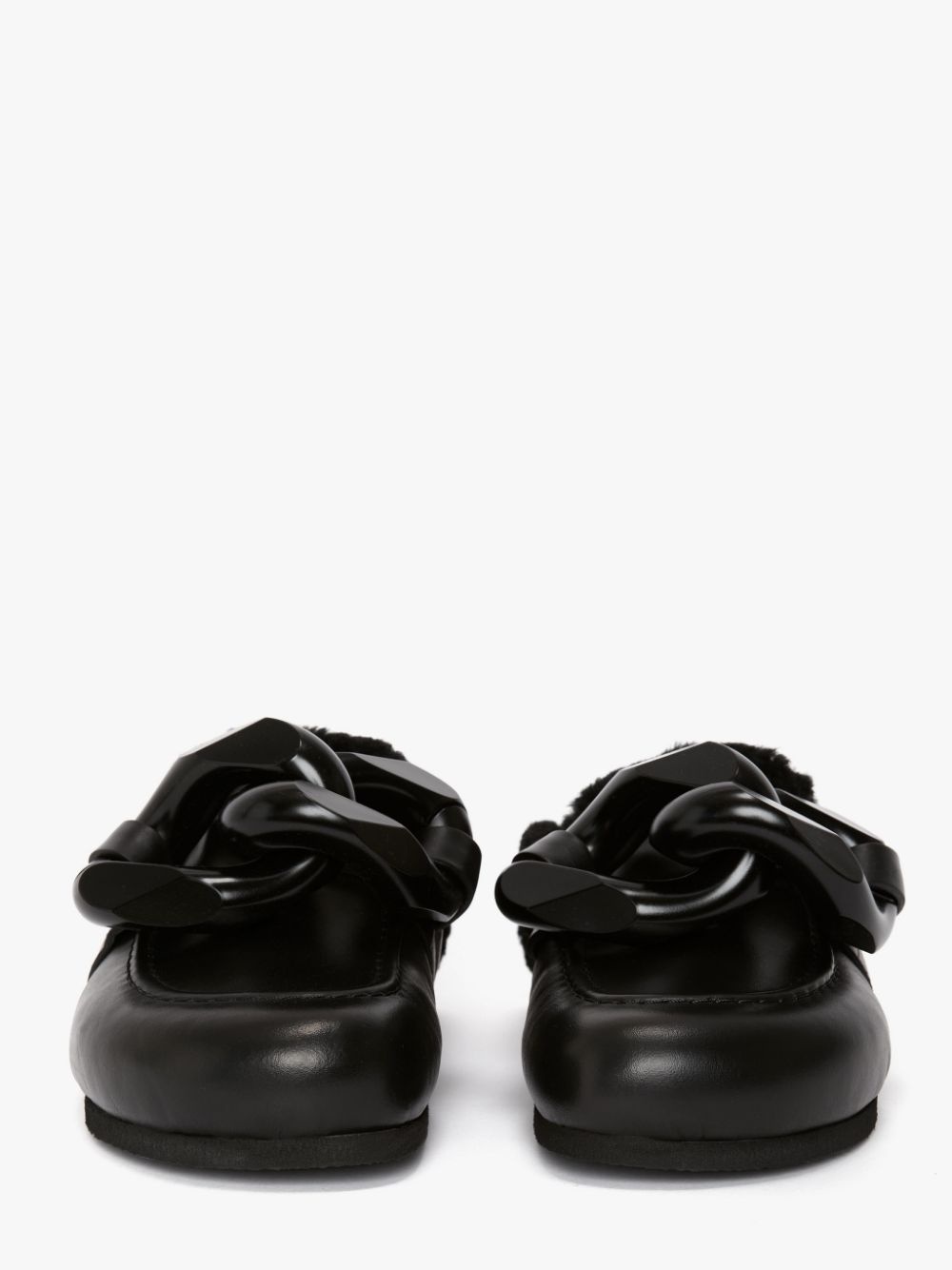 SHEARLING CHAIN LOAFER MULES - 3