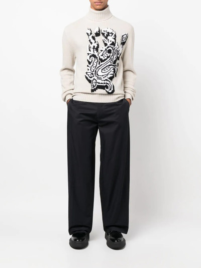 Etro pixelated-graphic jacquard wool roll-neck outlook