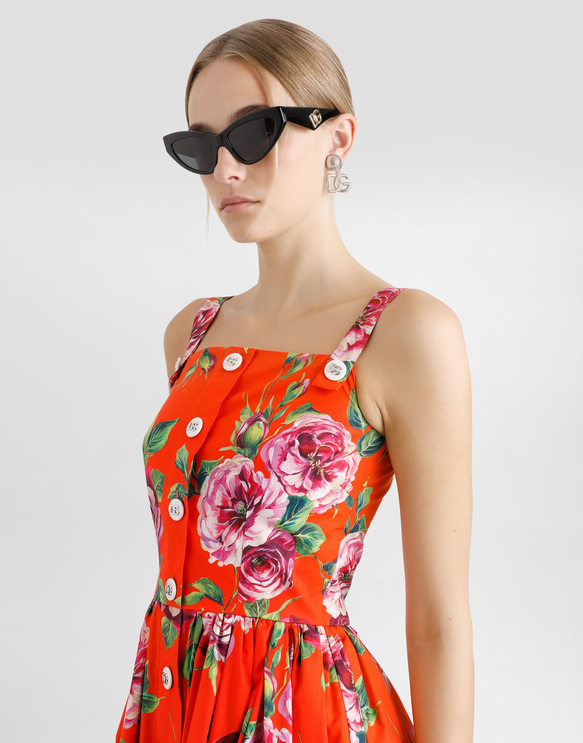 Cotton sundress with rose print - 4