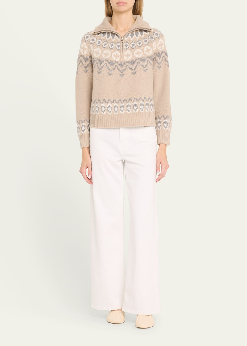 SIMKHAI Eliah Half-Zip Wool-Cashmere Pullover outlook