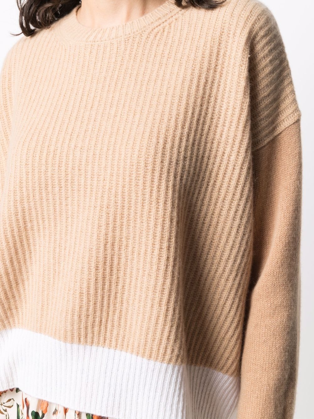 two-tone cashmere sweater - 5