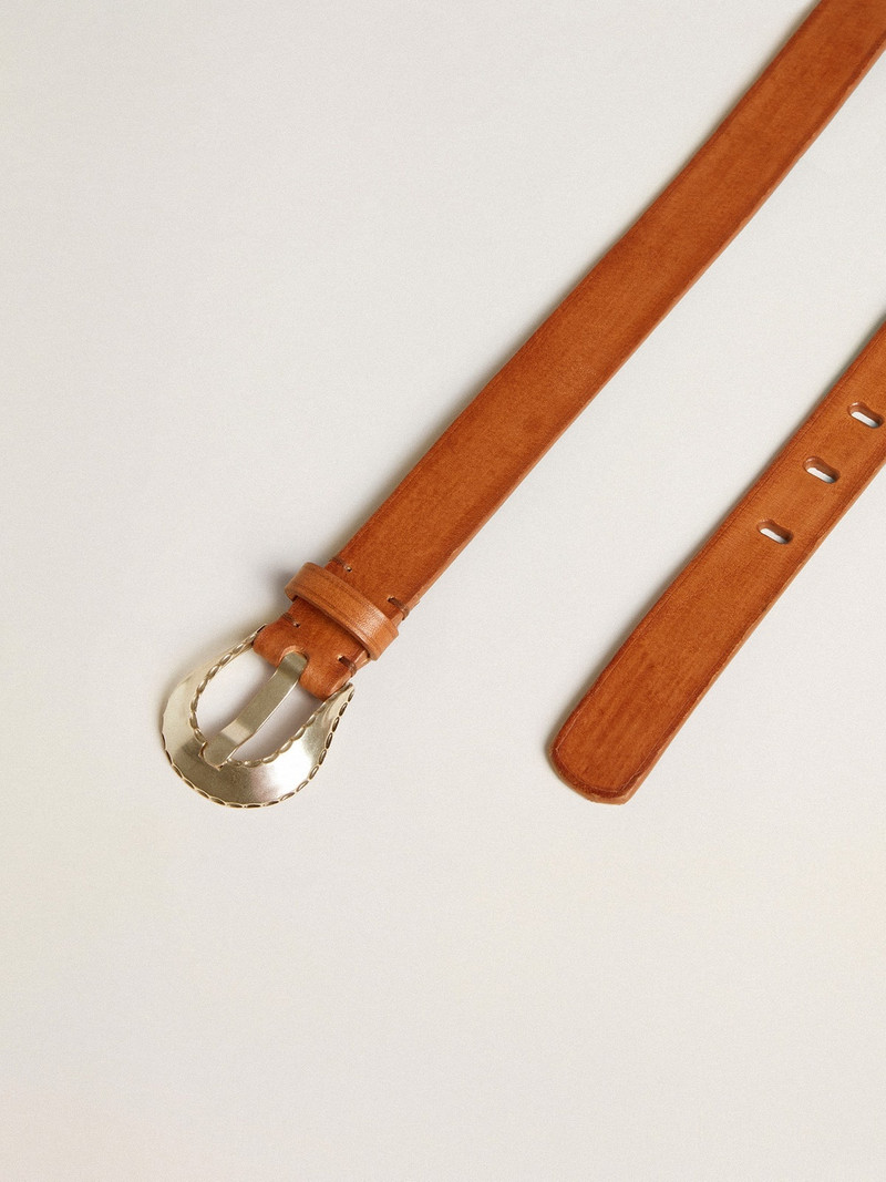 Golden Goose Men’s belt in tan-colored washed leather outlook