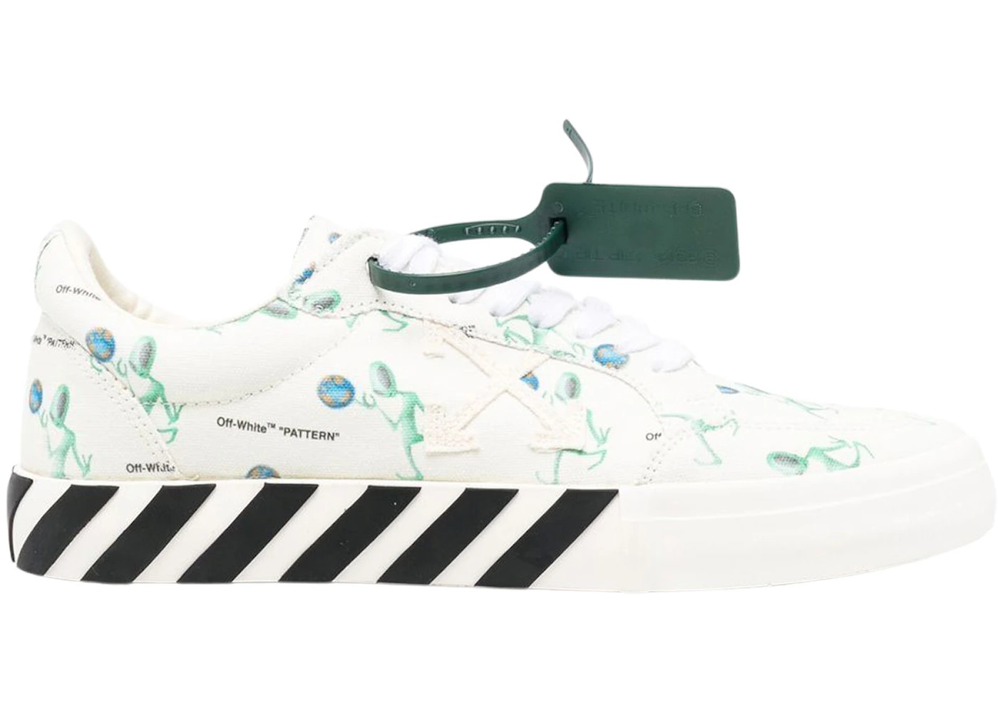 OFF-WHITE Vulc Low Canvas Alien Logo Applique White Green Black - 1