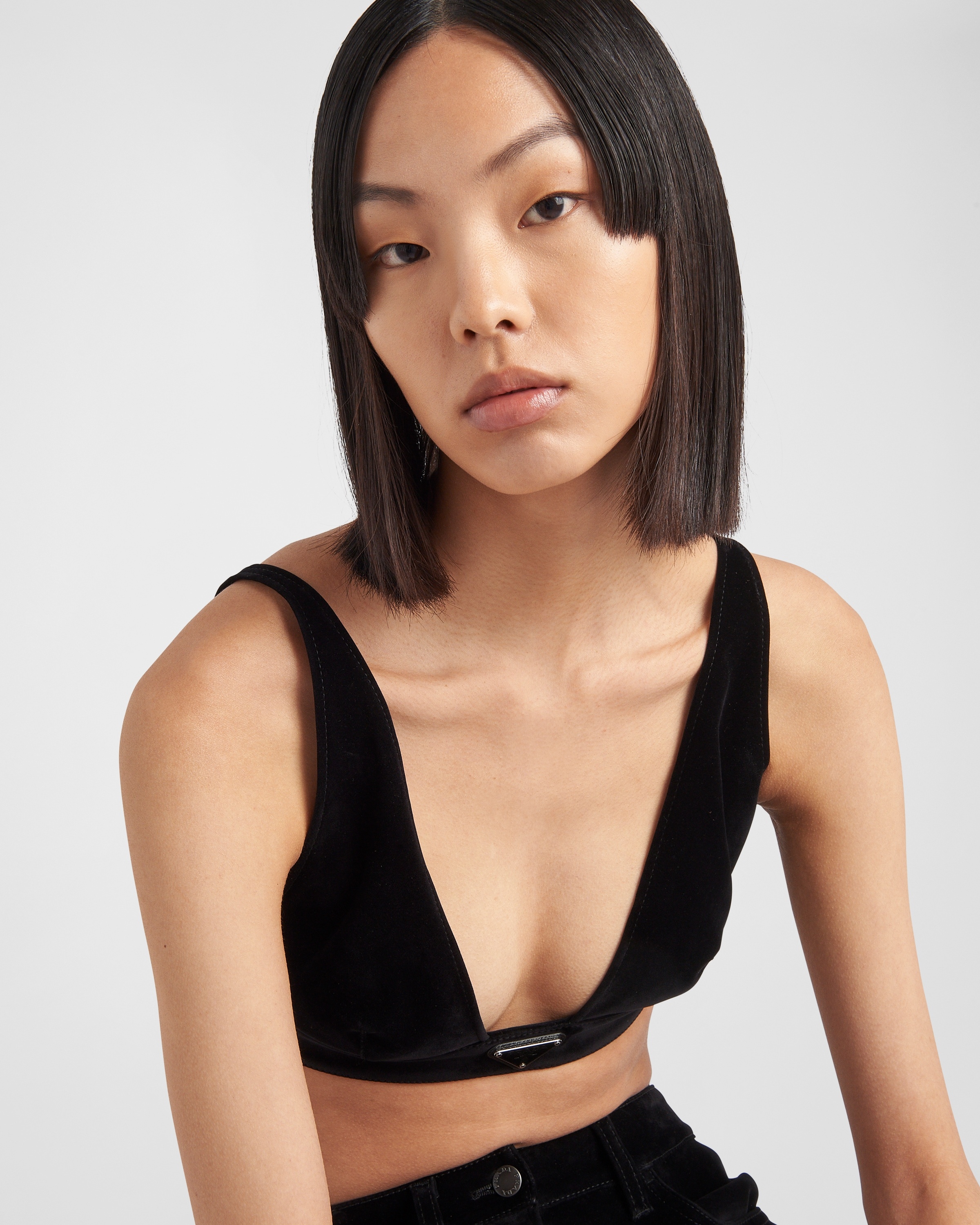 embroidered-detail sheer silk bralette | Prada 