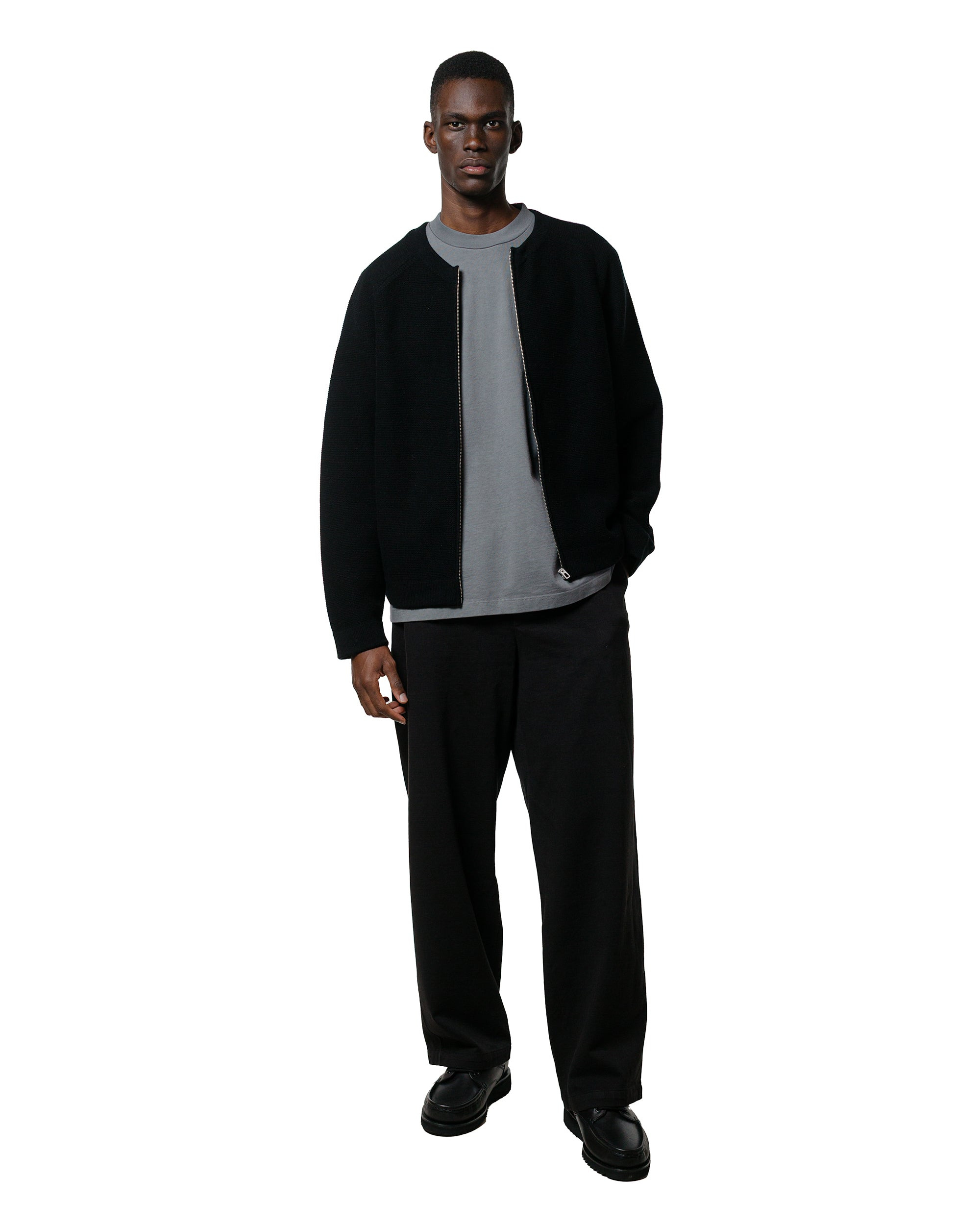 Wool Link Zip Cardigan Black - 4