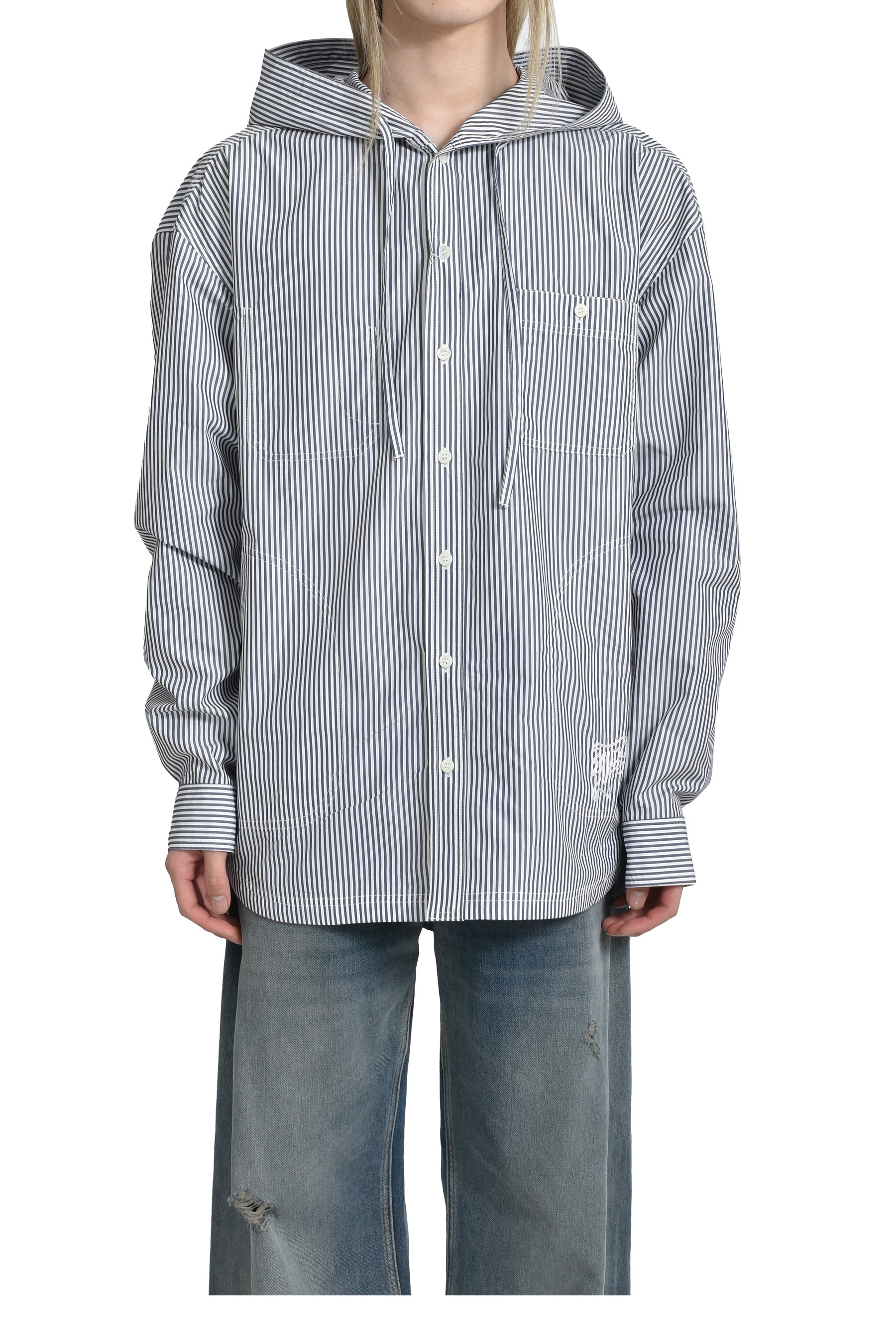 HOODED SHIRT / BLU STRIPES - 1