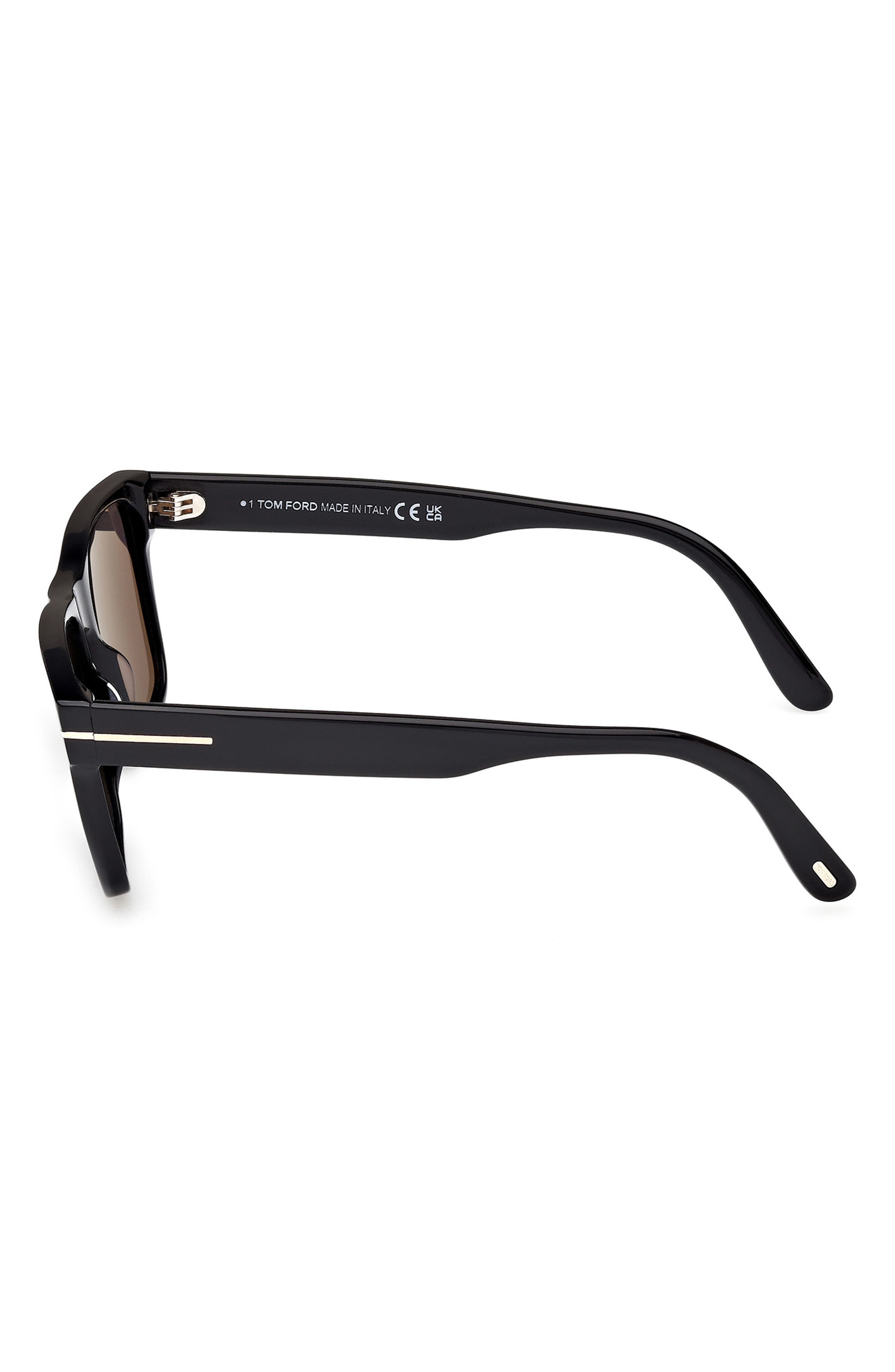 TOM FORD Calder 55mm Square Sunglasses in Shiny Black Eco /Smoke Lenses at Nordstrom - 3