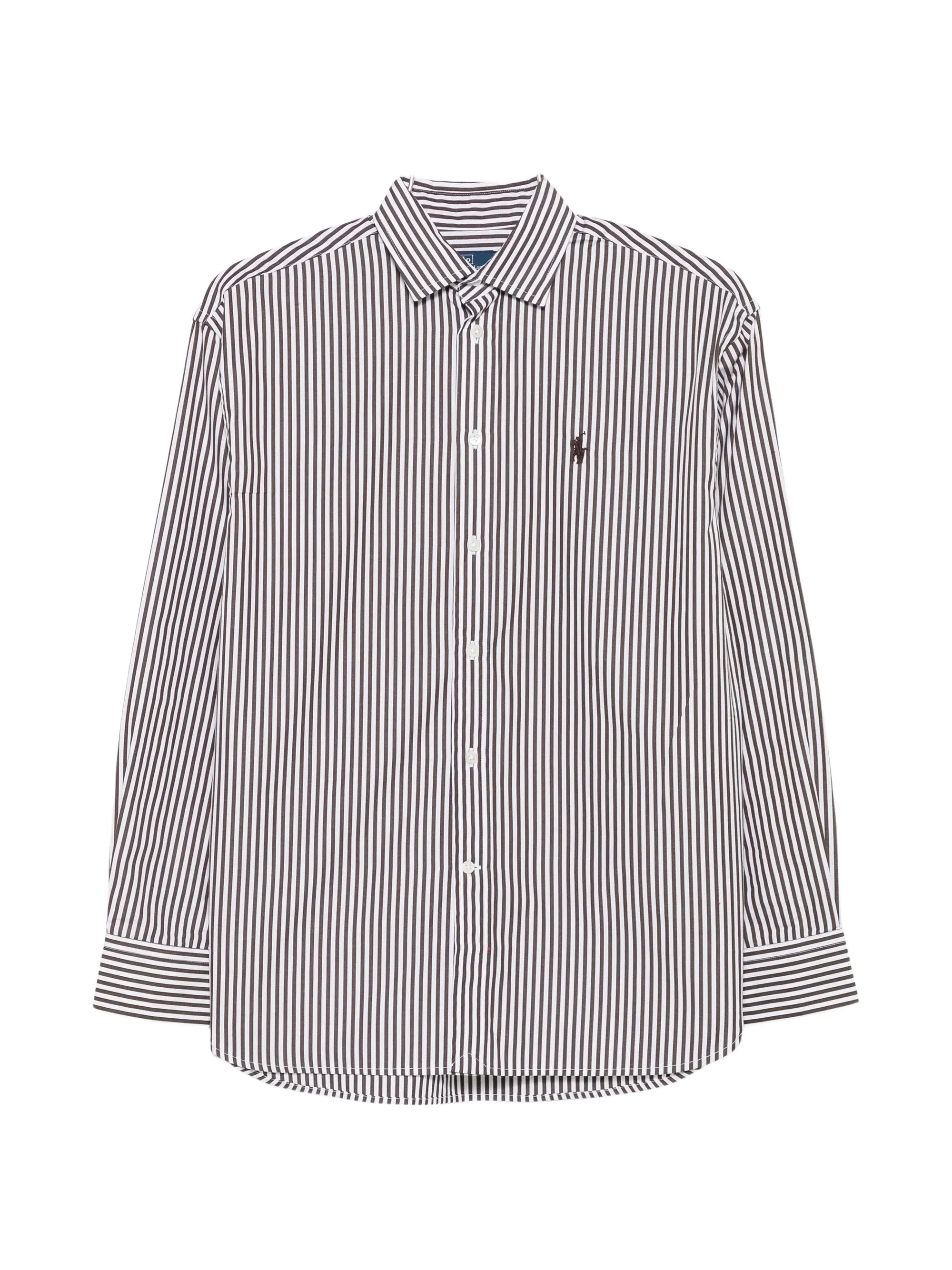 Striped embroidered-logo shirt - 1