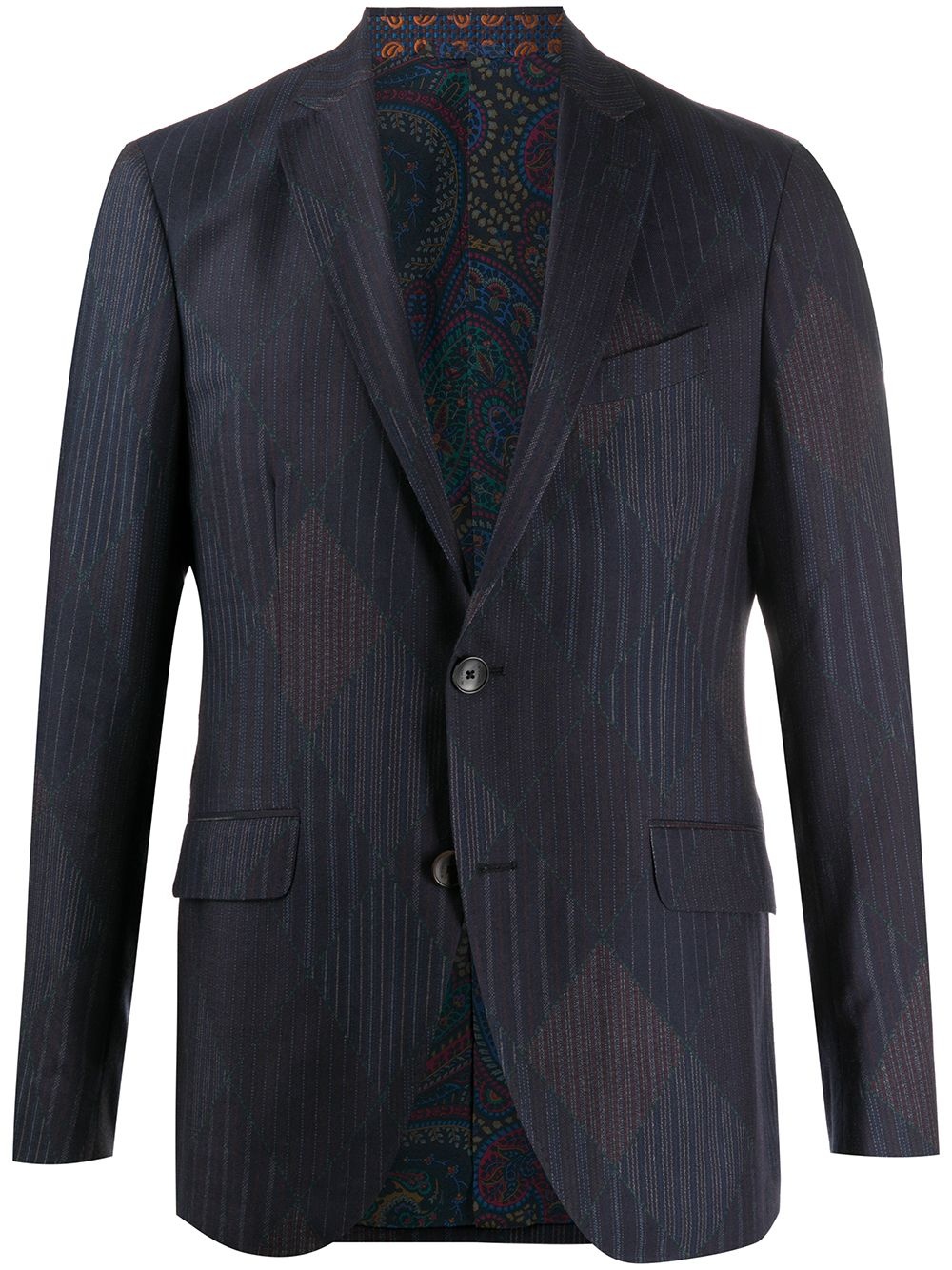 multi-stripe single breasted blazer - 1