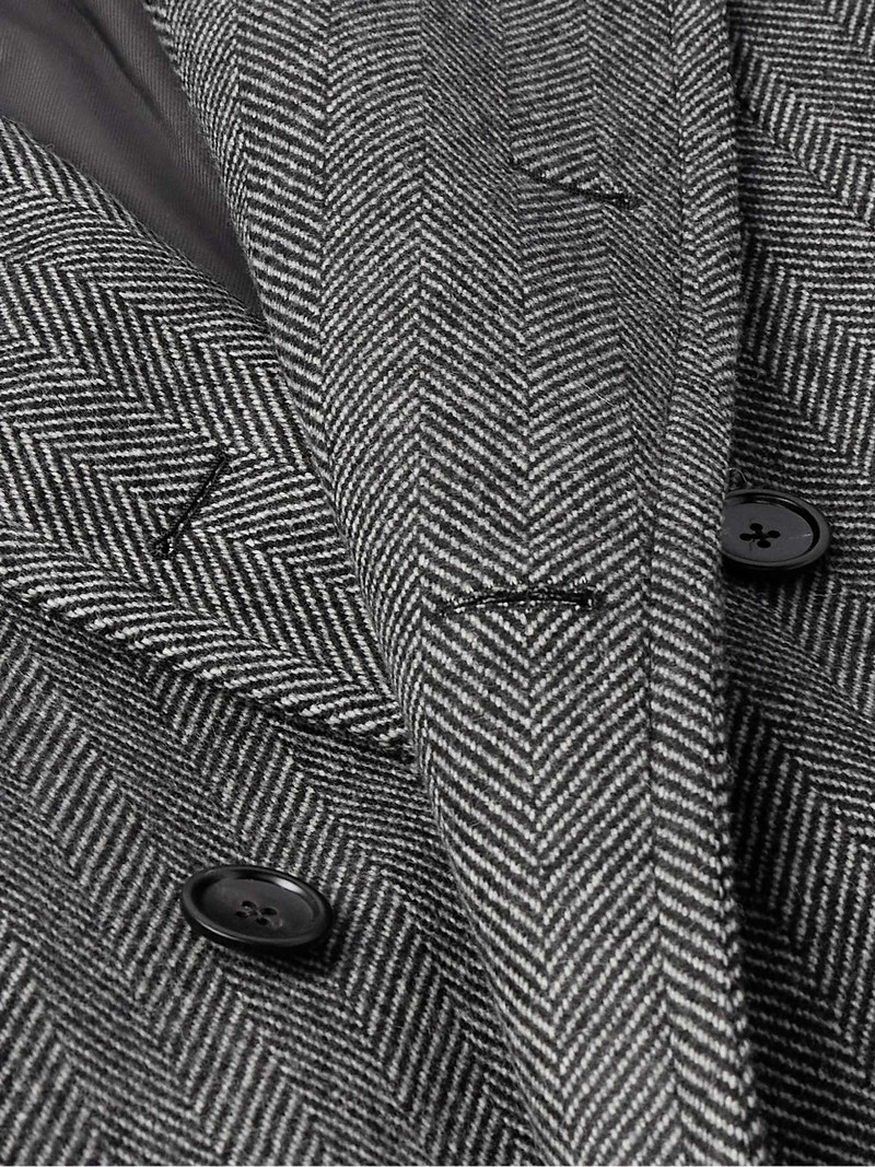 Double-Breasted Herringbone Virgin Wool Coat 5