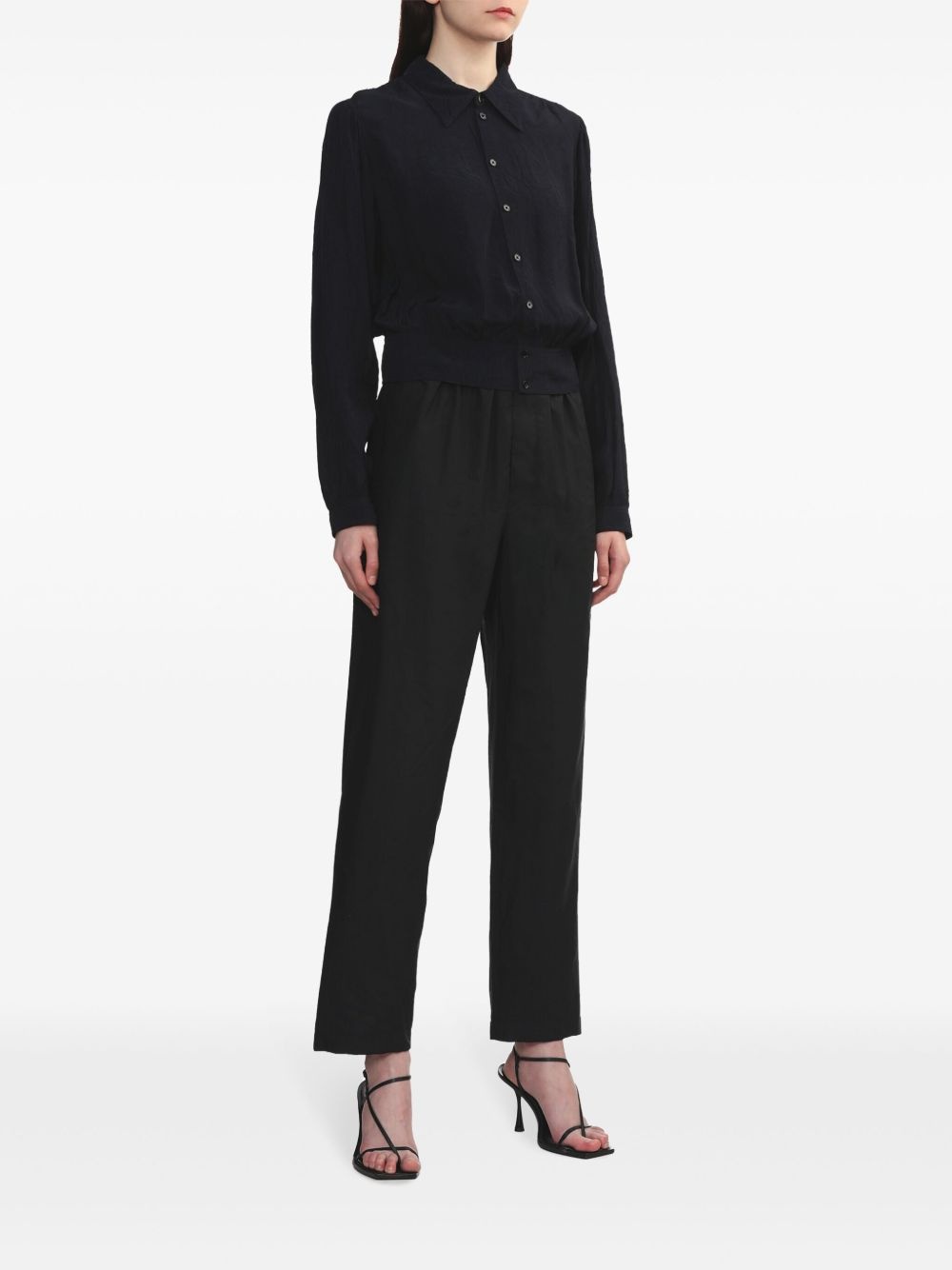crease-effect button-up blouse - 2