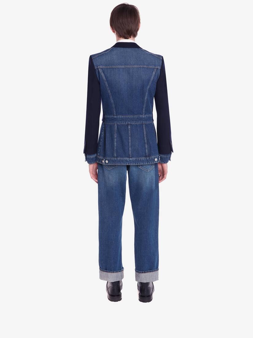 Wide Leg Jeans in Washed Blue - 4