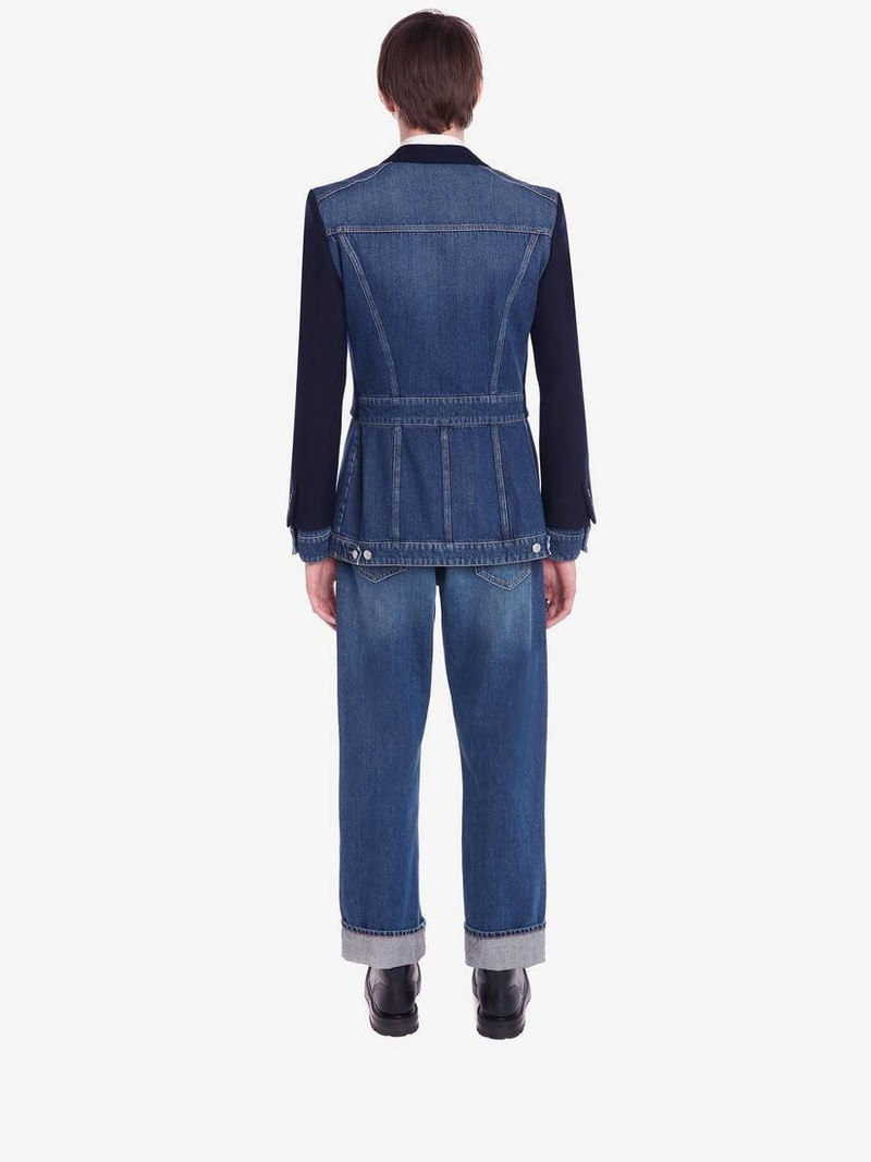 Wide Leg Jeans in Washed Blue 4