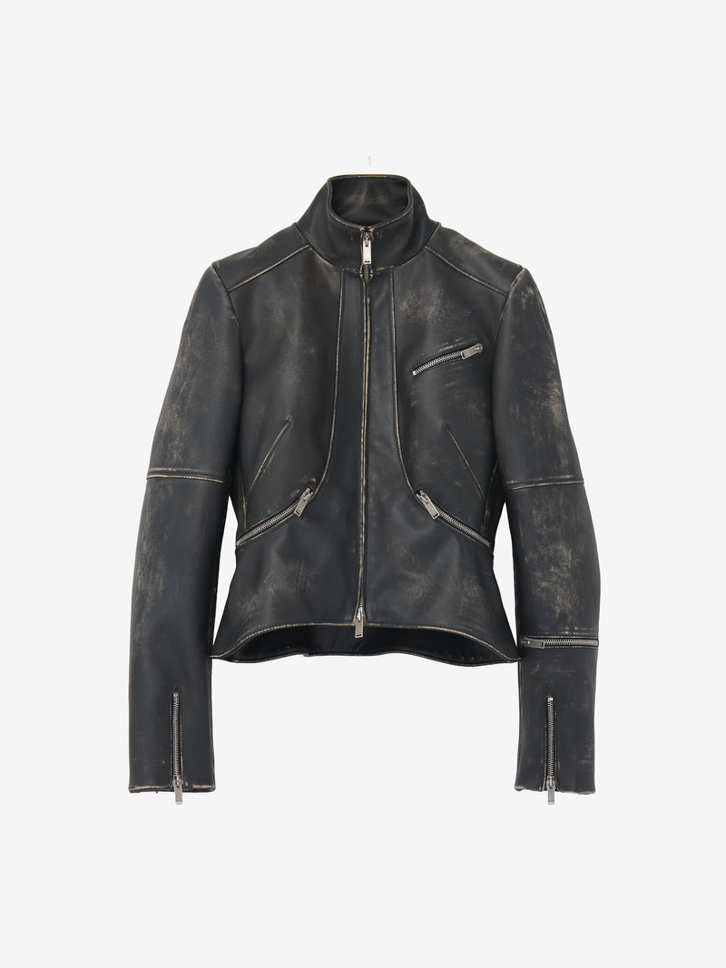 Alexander McQueen Brushed Leather Cropped Jacket outlook