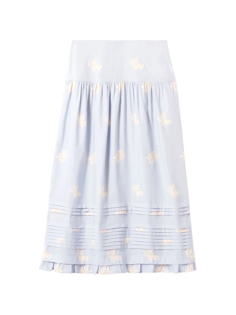 floral-print pleated A-line midi skirt - 1