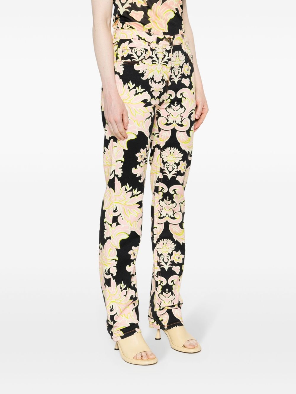floral-print straight-leg jeans - 3