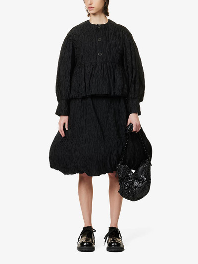 Noir Kei Ninomiya Ruched round-neck relaxed-fit woven shirt outlook