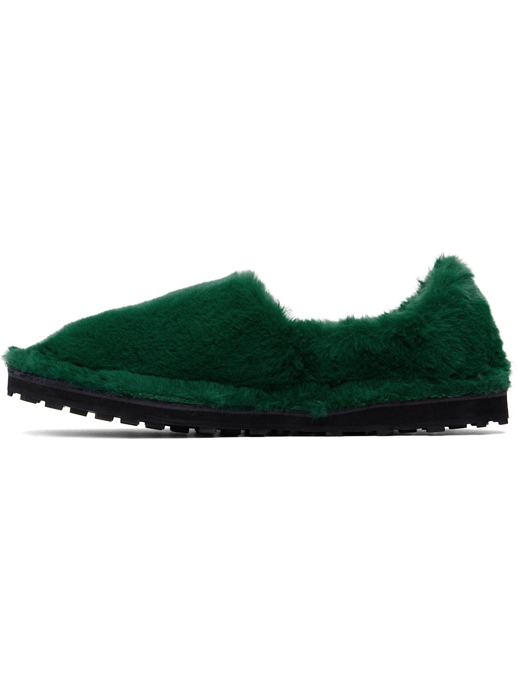 Green Faux-Fur Loafers - 3