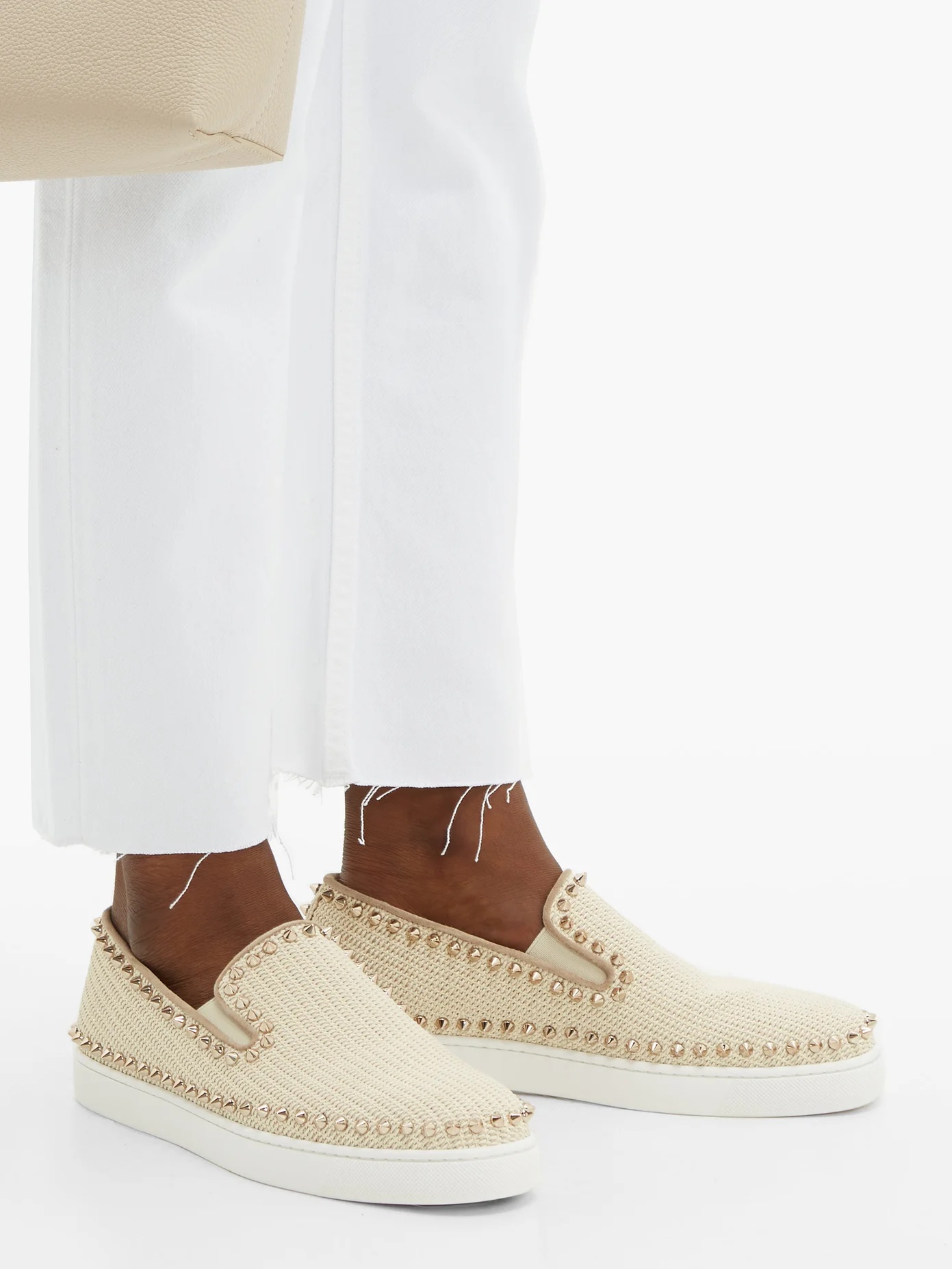 Boat spike-embellished woven slip-on trainers - 3