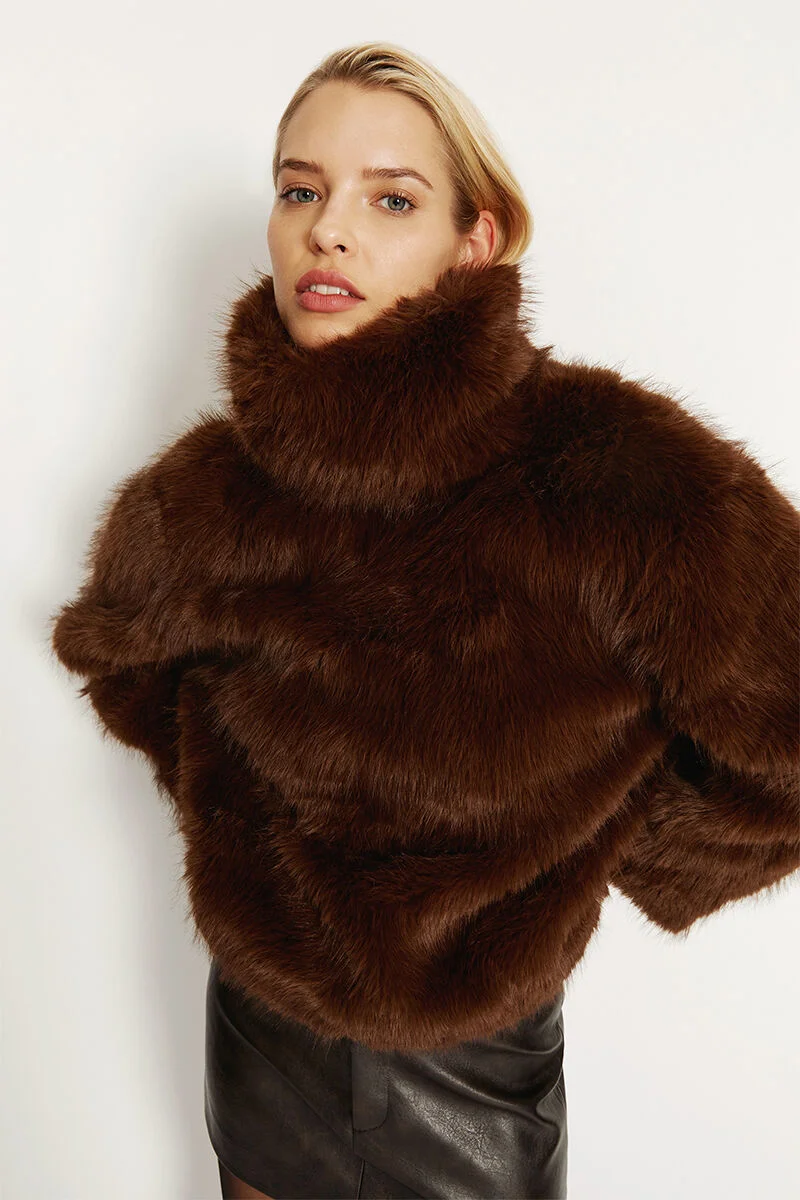 Renata Faux Fur Jumper In Chocolate - 1